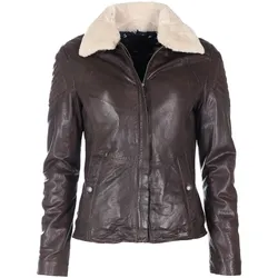Lederjacke MUSTANG "310177", Damen, Gr. S, braun, 100% Lammleder / Material: 100% Baumwolle / Ärmelfutter: 100% Echtpelz / 100% Polyester, Jacken