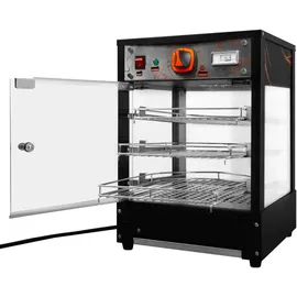 MONSTER SHOP Speisenwärmer Heißtheke Warmhaltetheke Gewerblicher Glas warme Pizza Kuchen Vitrine schwarzer Stahl elektrisch 30 - 85°C Temperaturkontrollschal... - Schwarz
