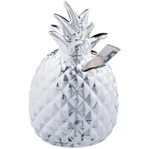 Relaxdays Spardose Ananas, in Silber,