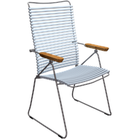 HOUE CLICK Dining Sessel mit verstellbarer Rückenlehne/Bambusarmlehne Stahlgestell Dusty light blue