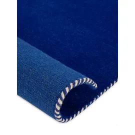 carpetfine Wollteppich CARPETFINE "Gabbeh Lola Uni", blau, B:120cm H:14mm L:170cm, Wolle, Teppiche, mit natürlichem Pflanzenmaterial von Hand gewebt, auch in Rund