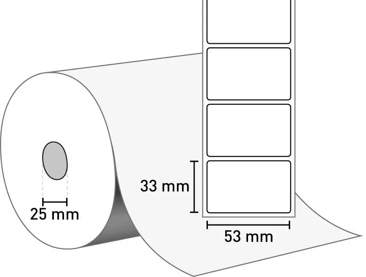 Pharmigo® Ultra TD (Thermopapier) 53 mm x 33 mm / permanent / 25 mm Kern / 1.000 Etiketten je Rolle