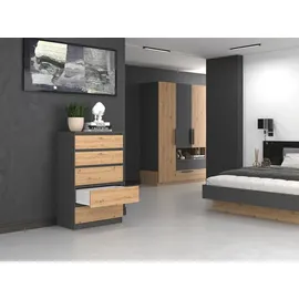 Top e shop Topeshop M5 ANTRACYT/ARTISAN Kommode - Grau/Braun
