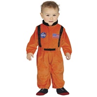 Fiestas GUiRCA Offizieller NASA Astronaut Baby Kostüm Karneval Fasching – Oranger Astronautenanzug Astronaut Kostüm Baby – Raumfahrer Karneval Kostüm Baby Junge 12-18 Monate