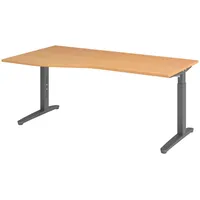 Bümö Schreibtisch höhenverstellbar 180x100 cm in Buche, Graphit, -