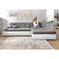 DOMO collection Ecksofa DOMO COLLECTION "Moric, L-Form, XXL-Sofa - Breite 300cm, viel Platz, auch in Cord", grau (weiß, weiß, grau), B:300cm H:80cm T:172cm, Kunstleder SOFTLUX / Struktur (90% Polyester/ 10% Polyacryl);Microfaser PRIMABELLE (100% Polyester)/ Struktur (90%