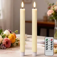Eldnacele LED Stabkerzen mit Timerfunktion, Echtwachs Stabkerzen LED mit Fernbedienung, Elfenbein Elektrische Kerzen Batteriebetrieben für Weihnachten Hochzeit Wohnzimmer Deko