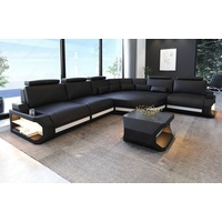 Sofa Dreams Ecksofa Asti, Couch, L Form Ledersofa mit LED, Designersofa rot|schwarz