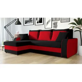 Mirjan24 Ecksofa 2-Sitzer Mikrofaser Rot/Schwarz