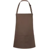KARLOWSKY BLS 6 PURE Kurze Latzschürze BASIC mit Schnalle und Tasche, 65% Polyester/35% Baumwolle, Hellbraun, Einheitsgröße