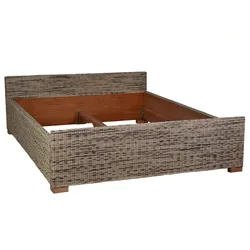 Rattanbett 160x200cm 'Luna' Massivholz, Rattan Mahagoni
