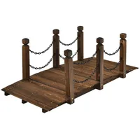 Costway Holzbrücke Gartenbrücke Teichbrücke Zierbrücke mit Geländer 150 x 67 x 55 cm Braun