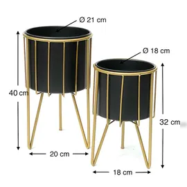DanDiBo Ambiente Blumenhocker 2er Set Rund 96039 40 x 40 cm Gold Schwarz