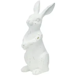 Deko Osterhase , weiß , Polyresin (Kunstharz) , Maße (cm): B: 8,5 H: 23,5 T: 11,5