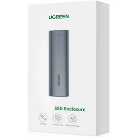 UGREEN 10903, SSD-Gehäuse, M.2, Serial ATA III, 5 Gbit/s, USB Anschluss, Schwarz, Grau