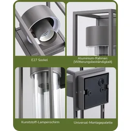EDISHINE Wandleuchte Aluminium, Glas IP44 ohne Leuchtmittel schwarz