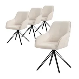 ML-Design Esszimmerstühle drehbar 4er Set Textil Webstoff Creme Drehstuhl