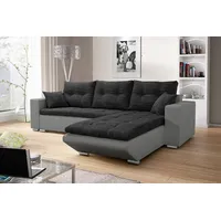 Fun Möbel Ecksofa Sofa NINO mit Schlaffunktion, grau|schwarz Ottomane