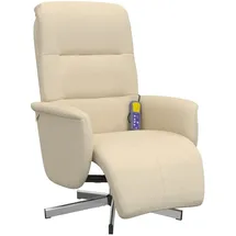vidaXL Massagesessel mit Fußteil Polyester 84 x 105 x 0 cm Creme