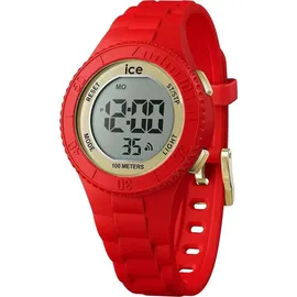 ICE-Watch Ice Digit 35 mm Plastikgehäuse Rot Silikonarmband Gold S