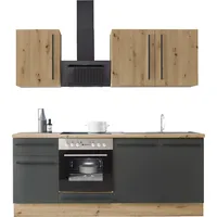 kochstation Küchenzeile KS-Florida 210 cm schwarz