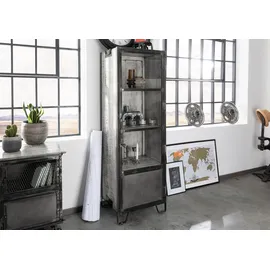 Massivmoebel24 Vitrine Mango 60 x 40 x 180 cm Grau