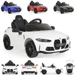 Moni Kinder Elektroauto BMW M4 Fernbedienung EVA-Reifen 2 Motoren Musikfunktion weiß