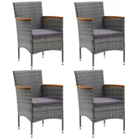 DOTMALL Gartenstuhl Garten Terrasse Balkon Sessel 4er Set, Polyrattan, inkl. Auflage grau
