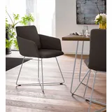 Armlehnstuhl W.SCHILLIG "jakob", braun (braun z59, anthrazit pulverbeschichtet), B:57cm H:86cm T:62cm, Chenillegewebe V34 (52% Polyester, 38% Baumwolle, 10% Polyacryl);Longlife Xtra-Leder Z59: Glattleder mit modischer Prägung. Hautstärke 0, 9 - 1, 1 mm;ROHLEDER Chenille-Flachgewebe Q2 W77 (68% Polyacryl, 32% Polyester);ROHLEDER Jacquard-Flachgewebe Q2 W60 (63% Polyester, 37% Polyacryl);Velourgewebe V41 (100% Polyester), Stühle, Armlehnstuhl, mit Drahtrohrgestell in Silber matt