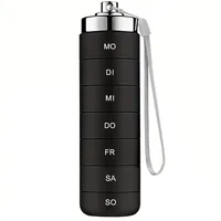 Metall-Pillendose, Aluminium-Pillen-Organizer, stapelbare 7-Tage-Metallbox mit Drehverschluss, wasserdichtes Medikamentenetui für den Alltag, für Reisen, Outdoor, Erste Hilfe im Fitnessstudio, Schwar