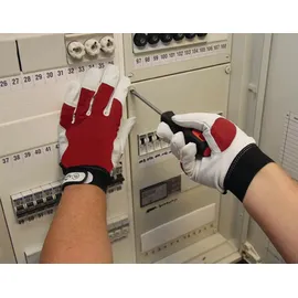L+D GRIFFY Handschuhe Griffy Gr.9 rot/naturfarben Ziegennappaleder/Interlock auf SB-Karte
