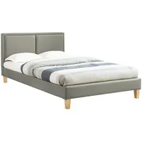 CARO-Möbel Polsterbett Doppelbett Celine grau, 120 x 200 cm, inklusive Lattenrost Kunstlederbezug