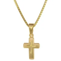 trendor 75273 Kreuz-Anhänger für Kinder Gold 585 (14 Kt.) + Plattierte Kette