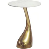 FineBuy Beistelltisch 45cm Gold Marmor Wohnzimmertisch Alu Sofatisch Couchtisch Rund