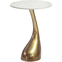 FineBuy Beistelltisch 45cm Gold Marmor Wohnzimmertisch Alu Sofatisch Couchtisch Rund