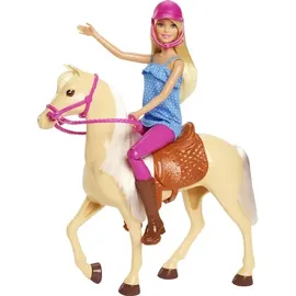 Barbie Pferd & Puppe blonde Haare