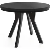 ESSTISCH Strato Black runder ausziehbarer, Schwarz 100-140/100/77 cm