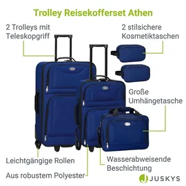 Juskys Trolley Kofferset Athen - 60 L, 2 Rollen, Weichschale, Handgepäck, Blau