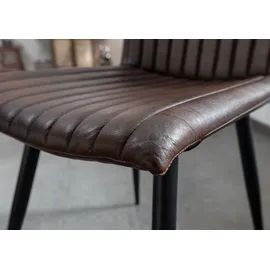 MASSIVMOEBEL24.DE Stuhl Echtleder 44x56x89 braun Iron Label #09