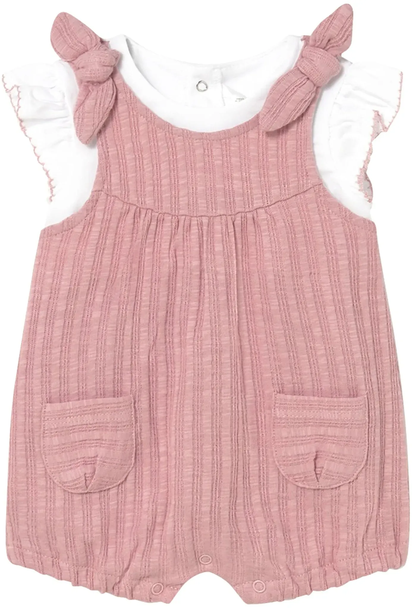 Mayoral 2-tlg. Set T-Shirt Flügelarm und Latzhose kurz Rippqualität, rosa | natur, 80