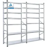 Proregal Fachbodenregal Silber, Metall, 180x250x60 cm, Freizeit, Heimwerken, Werkstatt, Schwerlastregale