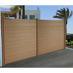 Mendler WPC-Sichtschutz Sarthe, Windschutz Zaun, WPC-Pfosten ~ Basiselement, 1,95m teak