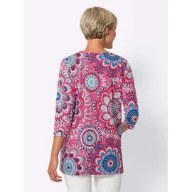 Classic Basics Longshirt CLASSIC BASICS "Longshirt", Damen, Gr. 56, bunt (fuchsia, aqua, bedruckt), 100% Baumwolle, gemustert, mehrfarbig, Rundhals, Shirts Longshirt