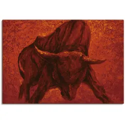 Wandbild ARTLAND "Katalanischer Stier", rot (farbe bild(er): rot), B:130cm H:90cm, Bilder, als Alubild, Outdoorbild, Leinwandbild, Poster, Wandaufkleber