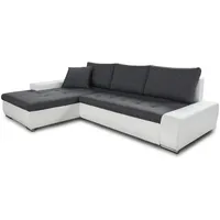 Sofnet Ecksofa, Weiß, Grau, Textil, 5-Sitzer, Ottomane links,Rechteckig, 266x184 cm, Wohnzimmer, Sofas & Couches, Wohnlandschaften, Ecksofas