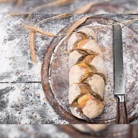 Wakoli EDIB Damastmesser Brotmesser I 20 cm Klinge I Pakkaholzgriff