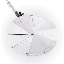 Leifheit faltbarer Spritzschutz ProLine-Serie, aus rostfreiem Edelstahl, platzsparend in der Größe eines Tortenhebers, passend bis zu 28 cm Ø, spülmaschinengeeignet, mit praktischer Aufhängeöse