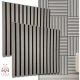 IKHEMalarka Wandpaneel 2 Stück Akustikpaneele 3D Lamellen MDF mit Filz, (2 Stück), Schallabsorbierend & dekorativ, Holzoptik Wandverkleidung beige