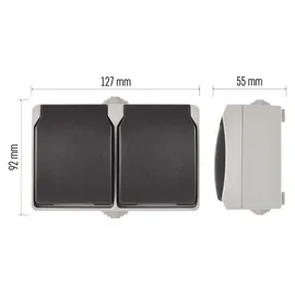 EMOS Schuko-Steckdose 2-fach Grau/Schwarz