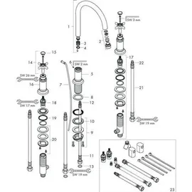 Hansgrohe Montreux 3-Loch Waschtischarmatur Polished Red Gold